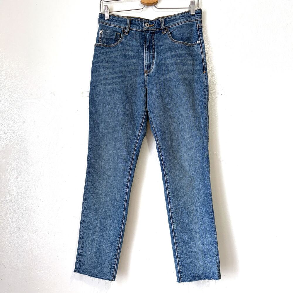 Anthropologie Pilcro and the Letterpress Slim Straight Ankle Raw Hem Jeans Sz 27